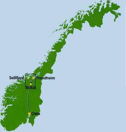 Střední Norsko - poloha Snillfjordu